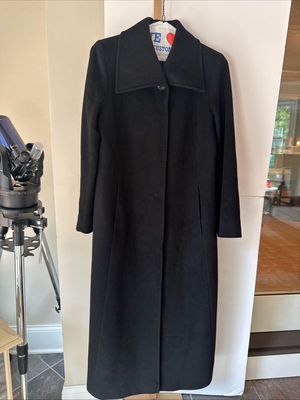 Vintage Fleurette Overcoat Women's 4 Black Cashmere Wool Hidden Button $1895